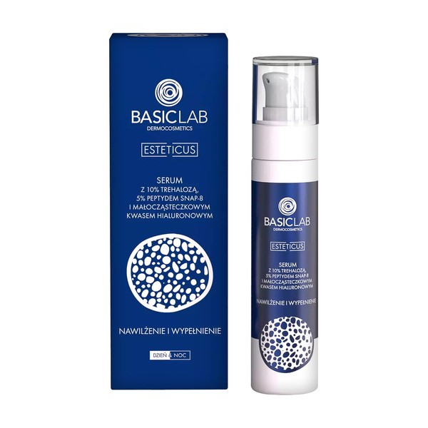 BasicLab Esteticus, nawilżenie i wypełnienie, serum z 10% trehalozą, 5% SNAP-8, 50 ml