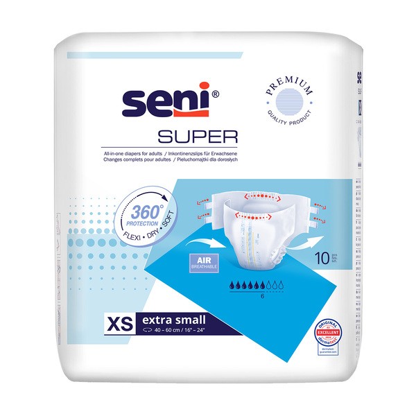 Seni Super, pieluchomajtki dla dorosłych, rozmiar XS, 10 szt.