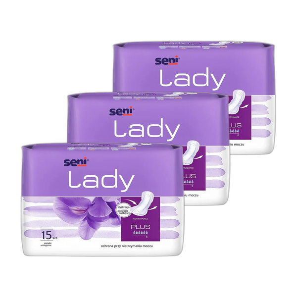 Zestaw 3 x Seni Lady, wkładki urologiczne, plus, 15 szt.