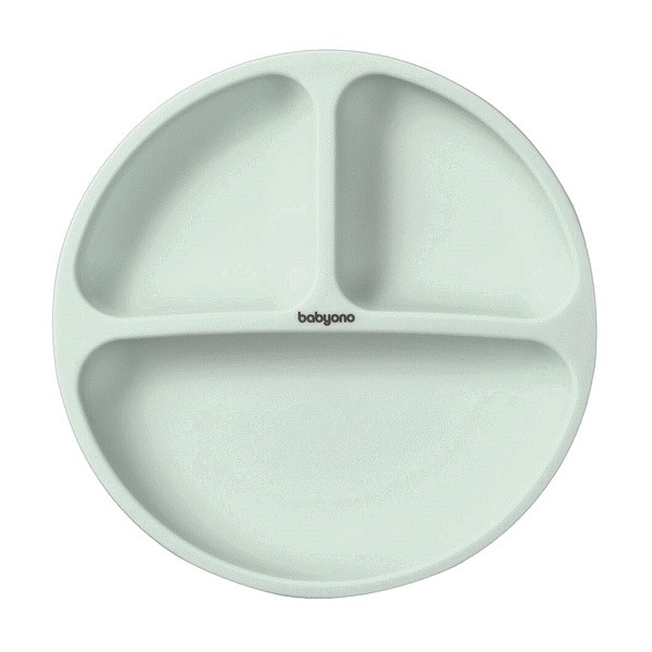 BabyOno, silikonowy talerzyk z przyssawką, miętowy, 1 szt.