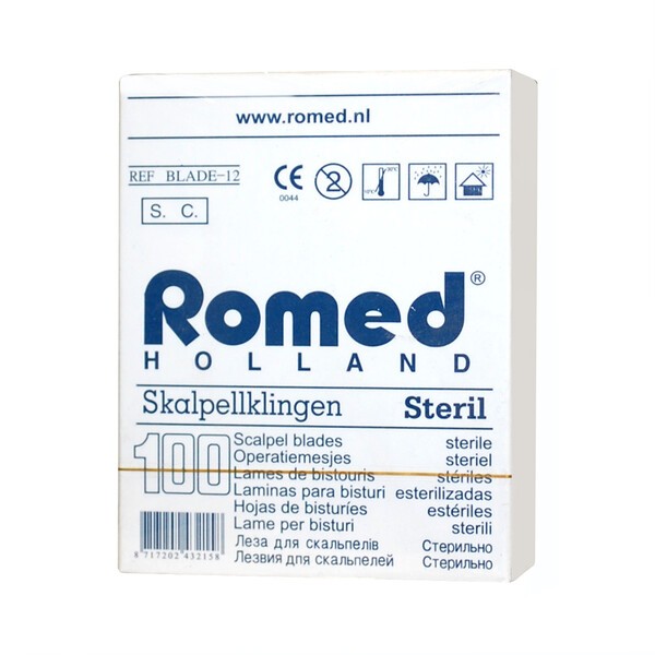 Romed, Ostrza chirurgiczne, sterylne, nr 12, 100 szt.