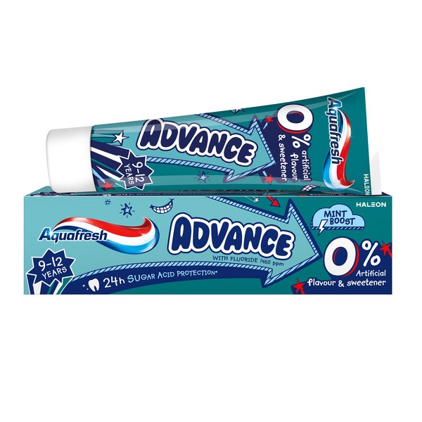 Aquafresh Advance, pasta do zębów stałych dla dzieci 9-12 lat z fluorkiem, 75 ml