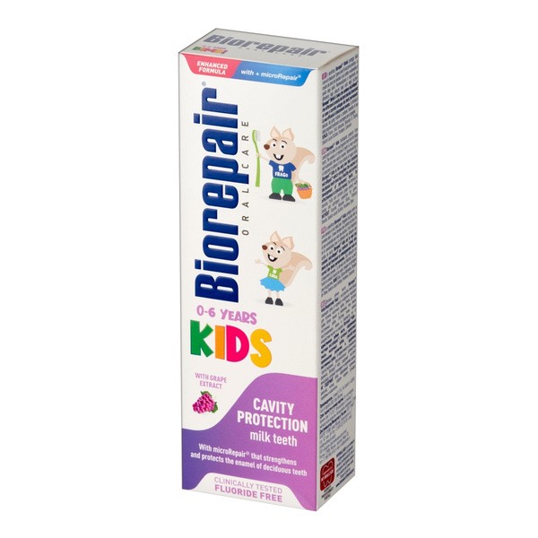 BioRepair Kids, pasta do zębów dla dzieci w wieku 0-6 lat, winogronowa, 50 ml