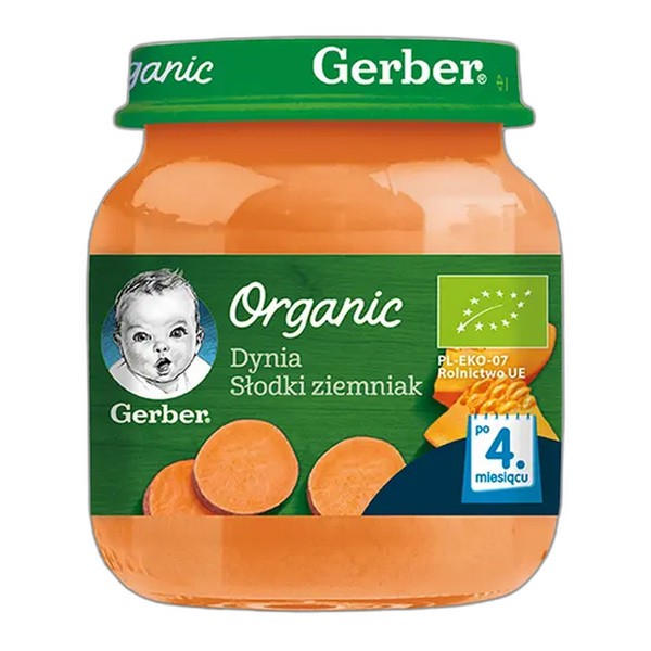 Gerber Organic, przecier dynia słodki ziemniak, 4 m+, 125 g
