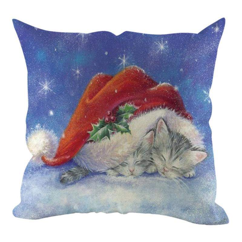 Fronha pintada à mão com estampa de cidades em cores rurais, 45*45cm, capa de almofada de linho para decoração de casa e carro.