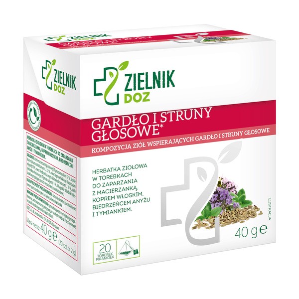 ZIELNIK DOZ Gardło i struny głosowe, herbatka ziołowa, 2 g x 20 szt.