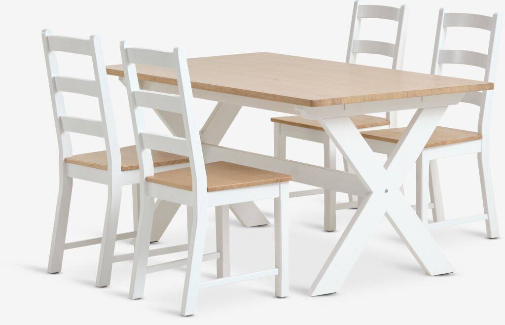 VISLINGE VISLINGE L150 naturbord 4 stole VISLINGE hvid/natur