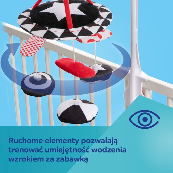 Canpol Babies Sensory Toys, kontrastowa karuzela pluszowa z pozytywką, 1 szt.
