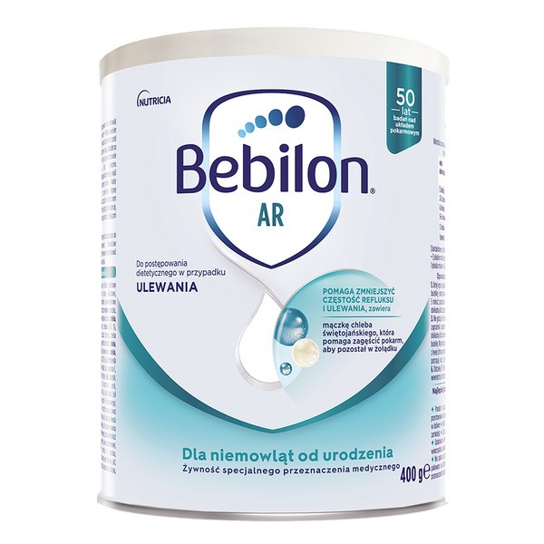 Bebilon AR, do postępowania dietetycznego w przypadku ulewań dla niemowląt od urodzenia, proszek, 400 g