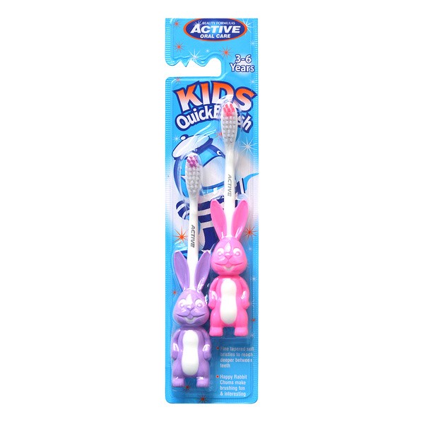 Active Kids Quick Królik, szczoteczka do zębów dla dzieci (3-6 lat), 2 szt.