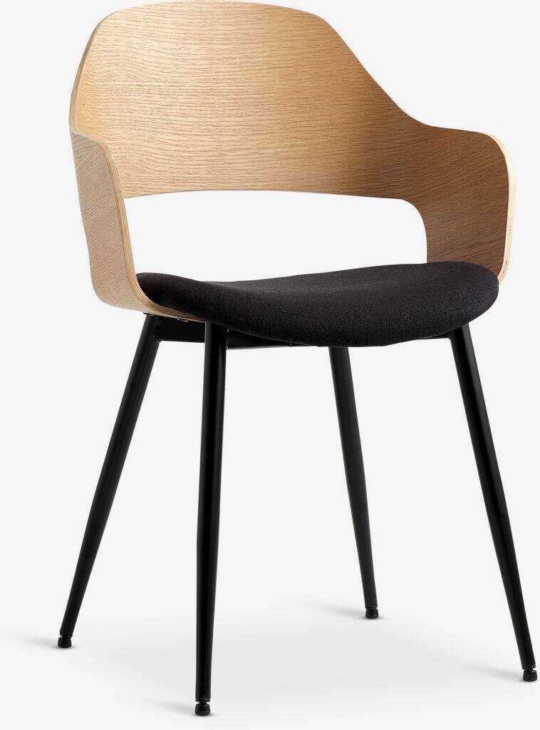 HVIDOVRE Spisestuestol HVIDOVRE Eg/Sort Stof