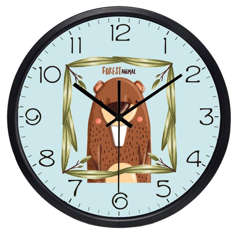 2 Stijlen Cartoon Bosdieren Beer Wandklok Modieuze Stille Kinderkamer Wanddecoratie Stoel Huisdecoratie