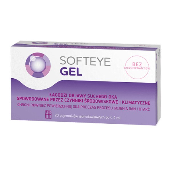 Softeye Gel, żel do oczu w pojemnikach jednodawkowych, 0,4 ml x 20