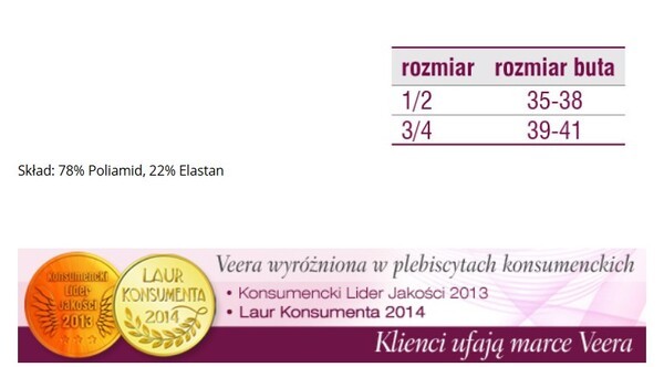 Veera, Przeciwżylakowa, podkolanówki, otwarte palce, 140 DEN, solei, rozmiar 3/4 (39-41)