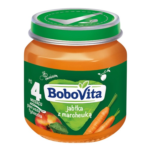 Zestaw 3 x BoboVita, jabłka z marchewką, 4 m+, 125 g