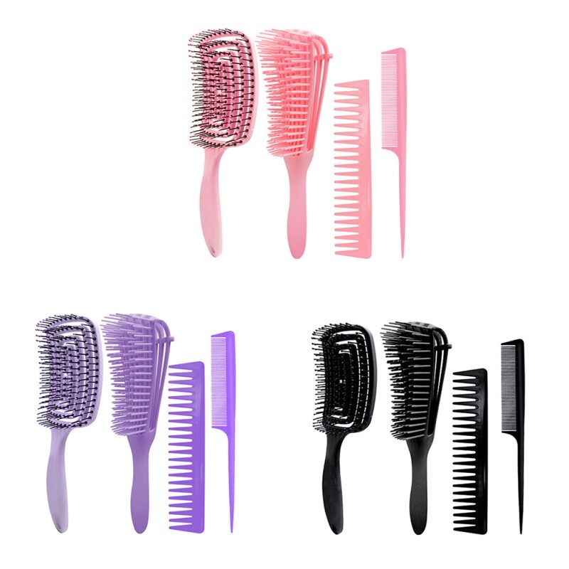 4pcs Hairdressing Scalp Massage Octopus Comb Household Anti Static Anti entangling Pointed Tail Comb Non slip Handle Salon Comb