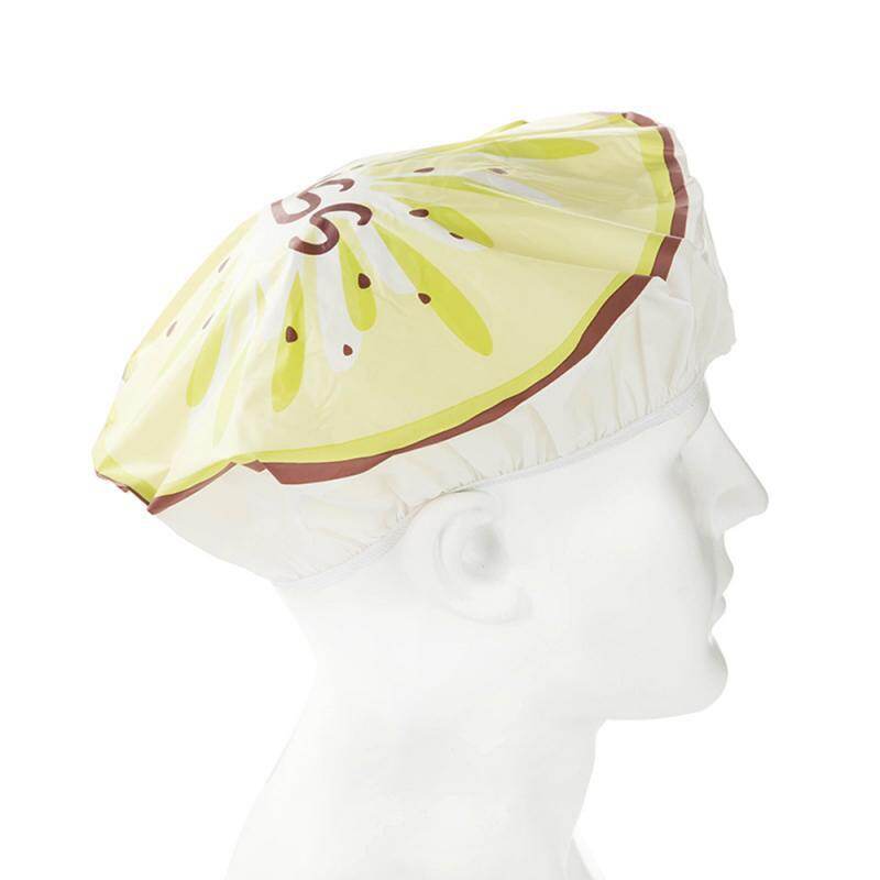 1 bonnet de douche élastique réutilisable, imperméable et unisexe, avec un joli motif de fruits.