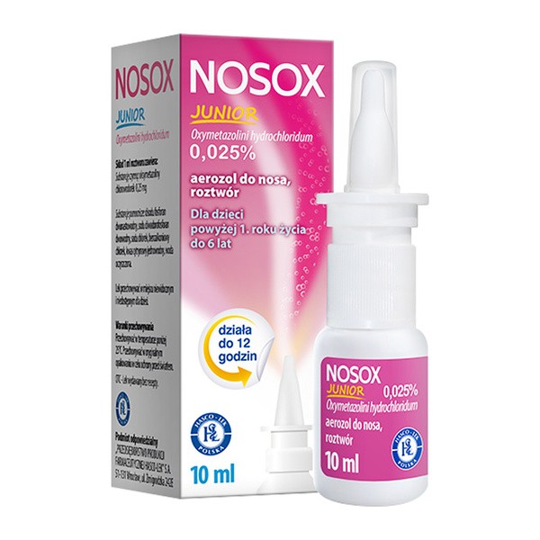 Nosox Junior, 0,025%, aerozol do nosa, 10 ml, butel.
