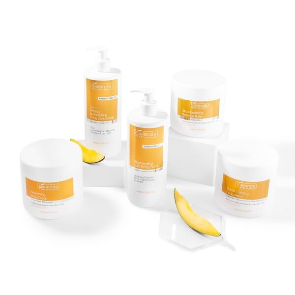 Bielenda Professional Mango Boost, ultra-odżywcze masło do masażu ciała, dłoni i stóp, 500 ml