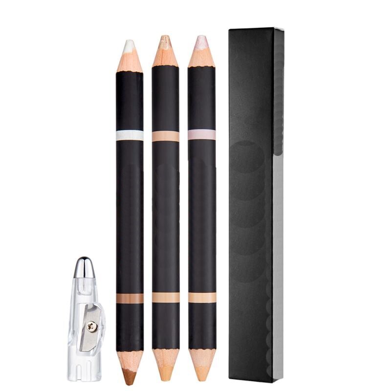 Lápiz de cejas de doble punta: incluye iluminador (highlighter) con acabados mate y brillante; cosmético para realzar y dar luz al rostro (TSLM1)