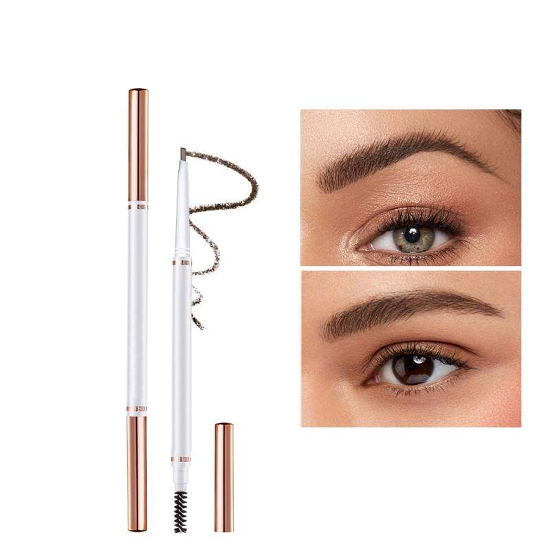 Lápiz para Cejas Ultra Fino y Triangular: Impermeable, a Prueba de Manchas, Efecto Tatuaje; Cosmético en Tonos Marrón Oscuro y Gris