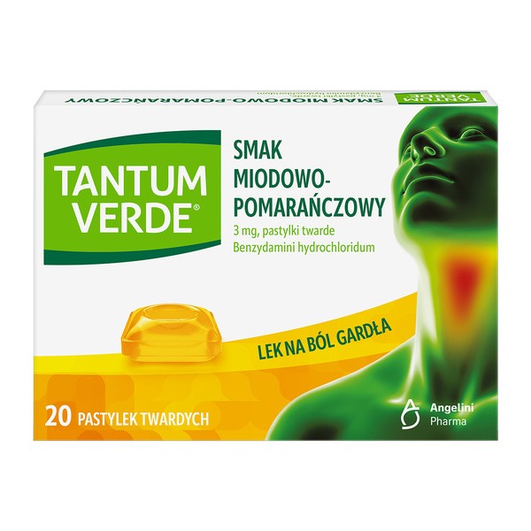 Tantum Verde smak miodowo-pomarańczowy, 3 mg, pastylki twarde, 20 szt.