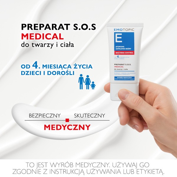 Emotopic Bacteria Control, preparat S.O.S. Medical, do twarzy i ciała, 30 ml