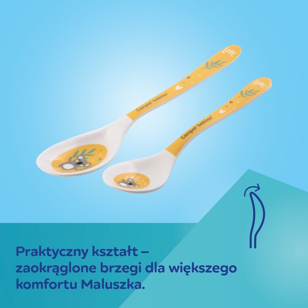 Canpol Babies, łyżki z melaminy Exotic Animals, żółty, 2 szt.