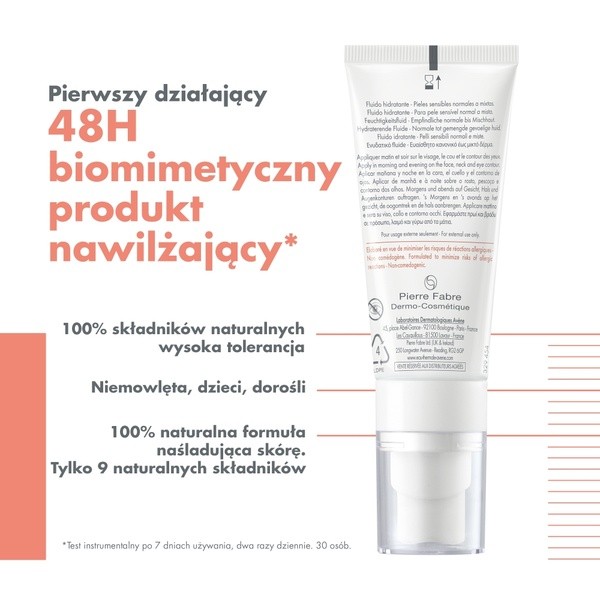 Avene Eau Thermale, Tolerance Hydra-10, fluid nawilżający, 40 ml