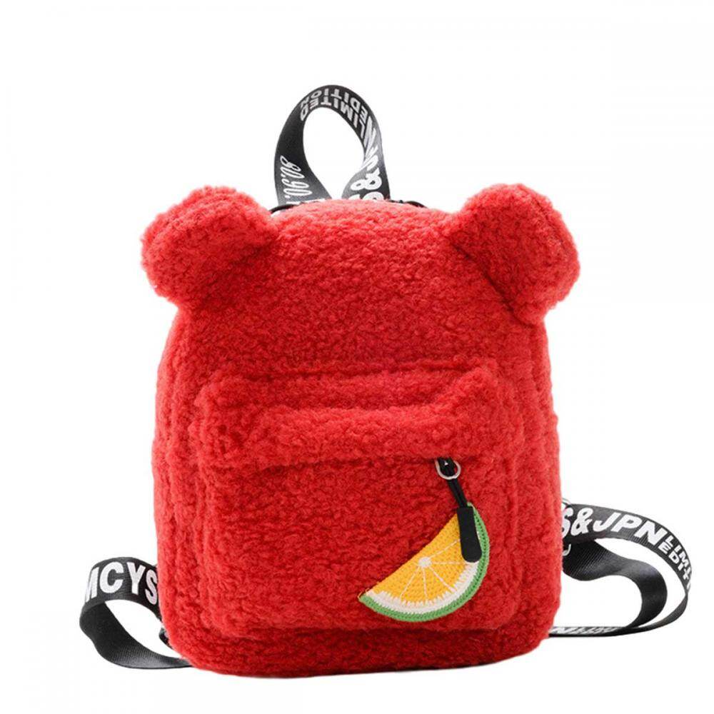 Sac à dos en peluche pour petits garçons et filles (collection 2020), motif oreilles d'ours et fruits, léger et unisexe.