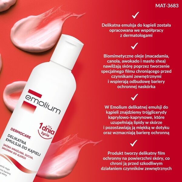 Emolium Dermocare, emulsja do kąpieli od 1. dnia życia, 200 ml