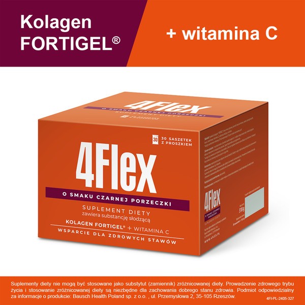 4 Flex, saszetki z proszkiem, smak czarna porzeczka, 30 szt.