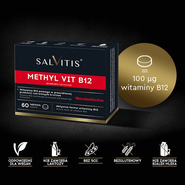 Salvitis Methyl Vit B12 (Metylo witamina B12), tabletki powlekane, 60 szt.