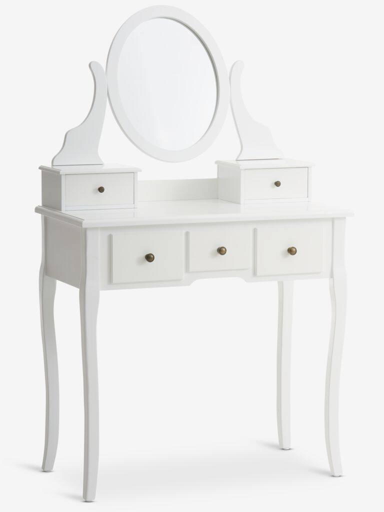 MALLING toiletbord med spejl, 5 skuffer, hvid