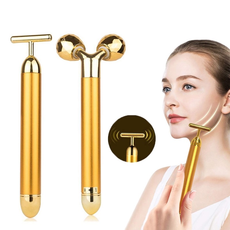 Elektryczny masażer wibracyjny do twarzy, wałek kosmetyczny, urządzenie do masażu w kształcie litery T, ujędrnianie skóry, pielęgnacja skóry, antycellulit