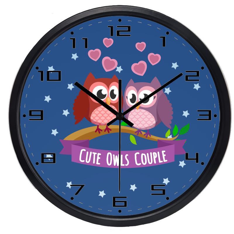 Cartoon uil wandklok voor babykamer, stofbestendig, duurzaam (10 jaar gebruik) en gemakkelijk schoon te maken glas.