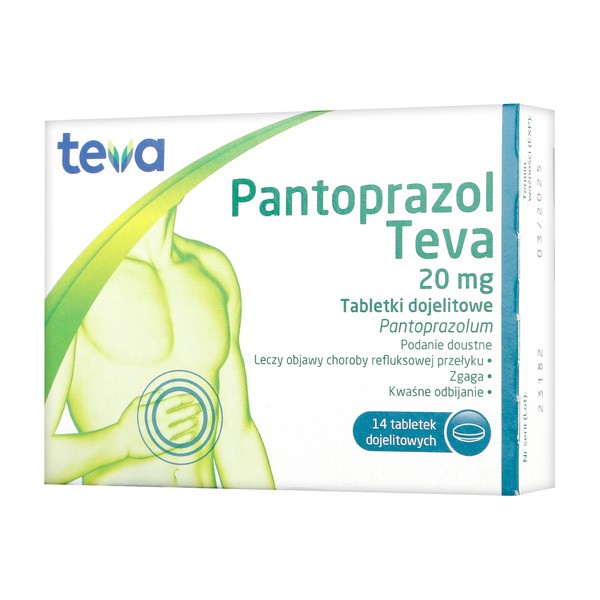 Pantoprazol Teva, 20 mg, tabletki dojelitowe, 14 szt.