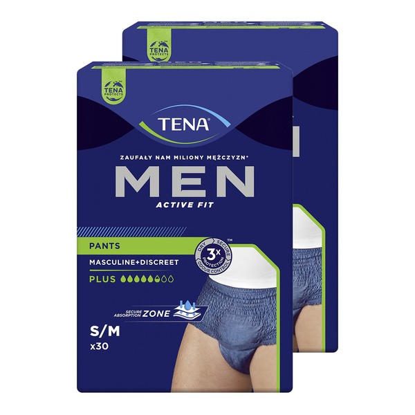 Zestaw 2 x TENA Men Pants Plus, majtki chłonne, rozmiar M, 30 szt.