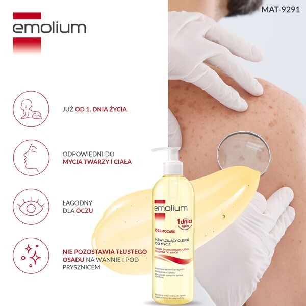 Emolium Dermocare, nawilżający olejek do mycia, 400 ml
