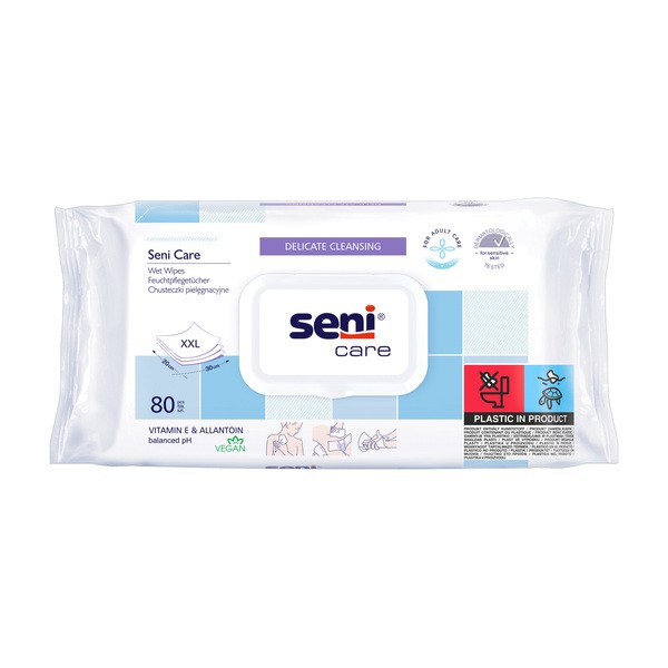 Seni Care, chusteczki pielęgnacyjne, opakowanie z klipsem, 80 szt.