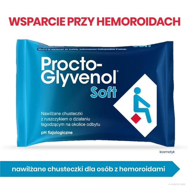 Procto-Glyvenol Soft, nawilżane chusteczki dla osób z hemoroidami, 30 szt.