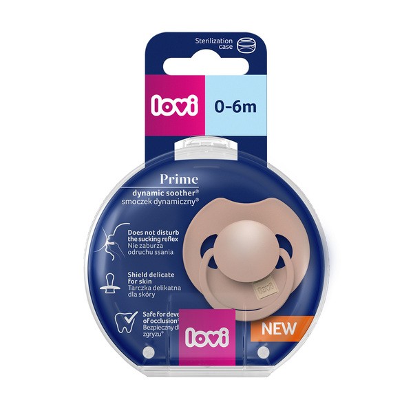 Canpol Lovi Prime, dynamiczny smoczek uspokajający silikonowy, 0-6 m Blush, 1 szt.