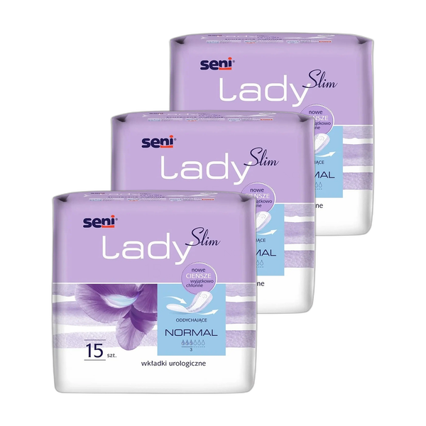 Zestaw 3 x Seni Lady Slim normal, wkładki urologiczne, 15 szt.