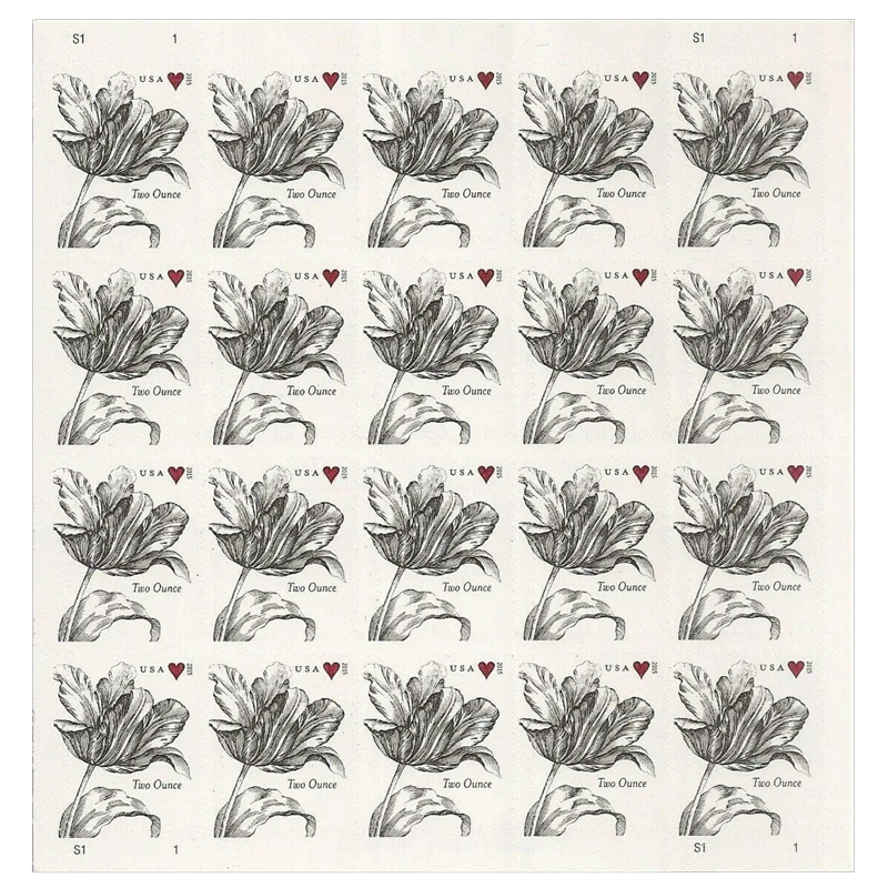 2015 Vintage Tulip Pane Postage Wedding Stamps