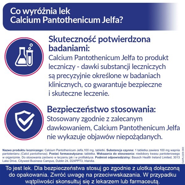 Calcium pantothenicum Jelfa, 100 mg tabletki, 50 szt.