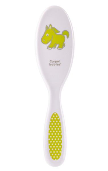 Canpol Babies, Zestaw szczotka z miękkim włosiem i grzebień  dla niemowląt, zielony, 1 szt.