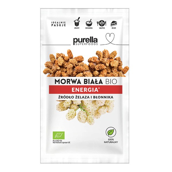 Purella Superfoods, Morwa biała, suszone owoce, 45 g