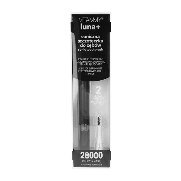 Vitammy Luna+, soniczna szczoteczka kompaktowa do zębów, czarna, 1 szt.