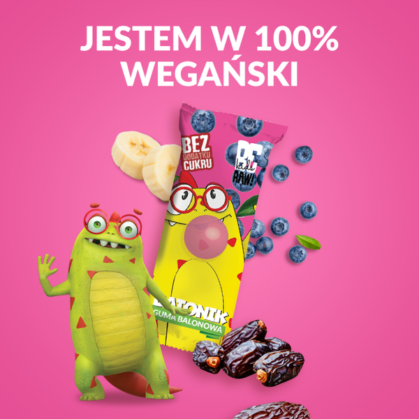 BeRaw! Kids, batonik, smak gumy balonowej, 25 g