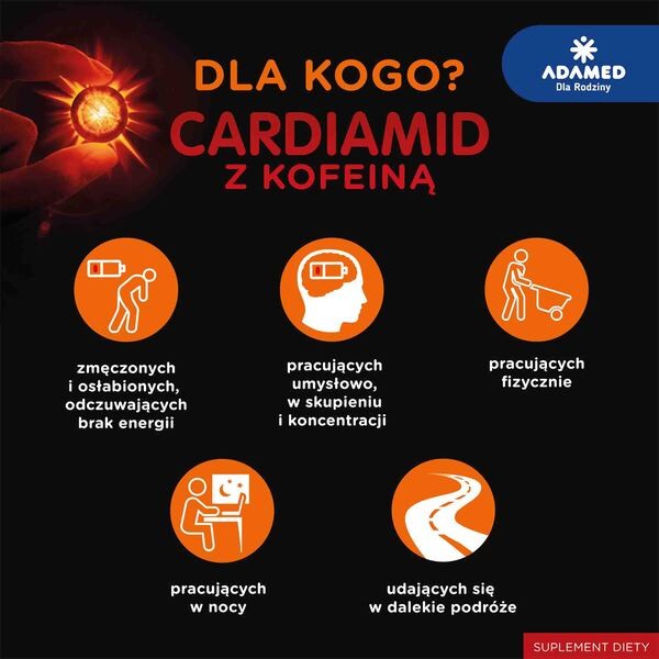 Cardiamid z kofeiną, pastylki do ssania, smak cytrusowy, 8 szt.